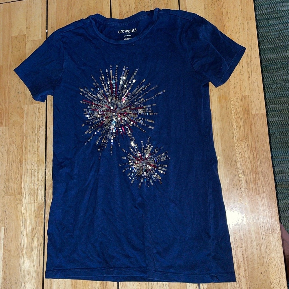 Crewcuts girls Sequin Fireworks Tshirt 16 JCrew